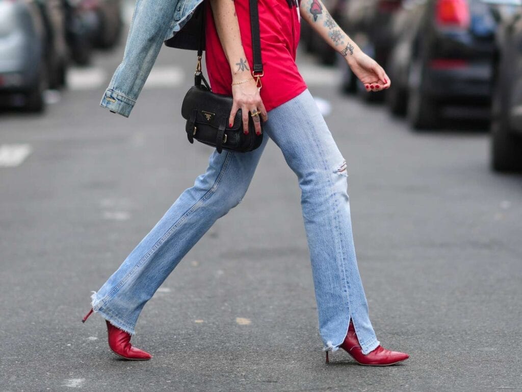 Heeled Sandals with Bootcut Jeans
