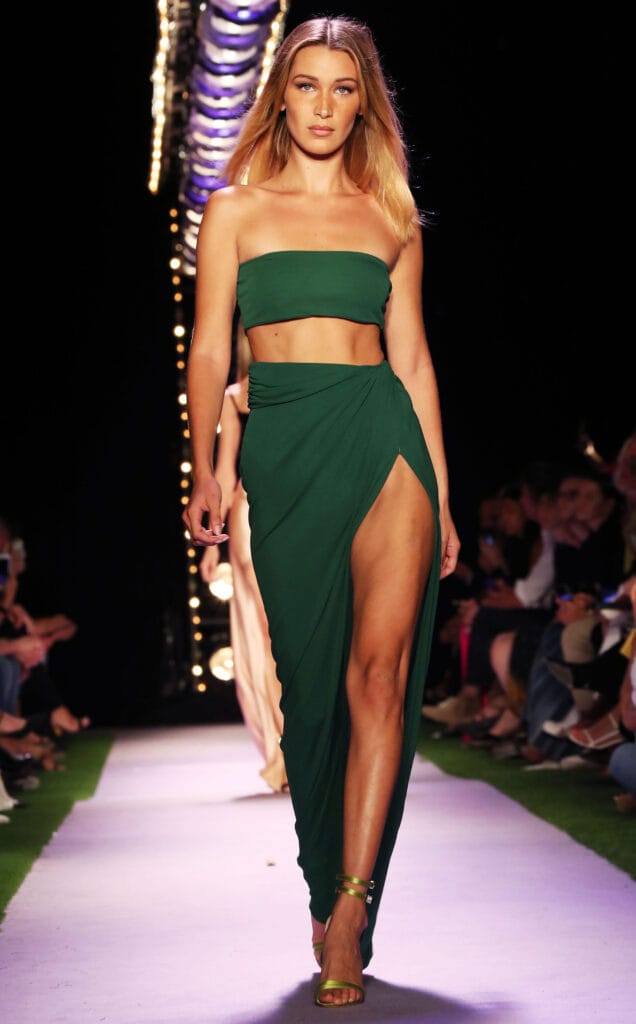 Bella Hadid, walking on a Ramp with her beautiful Hourglass Body Shape