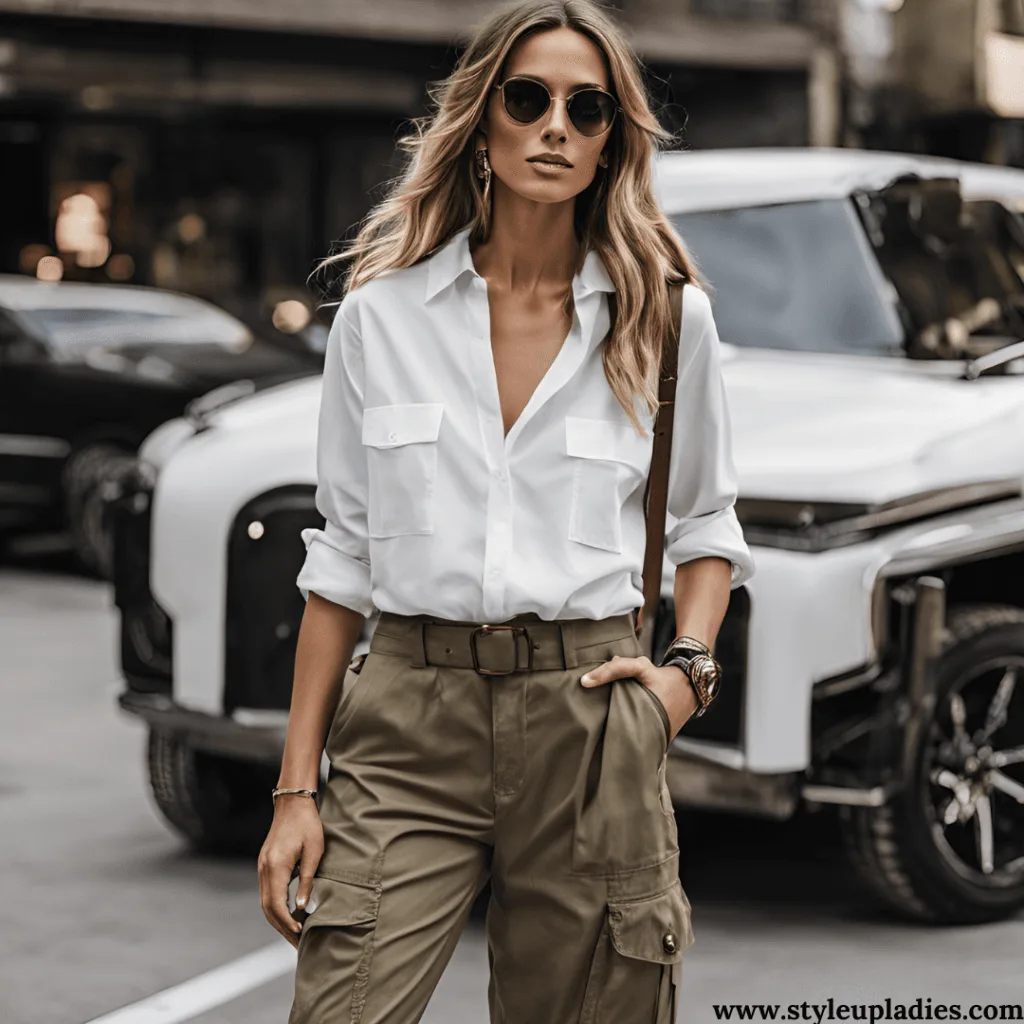 Styling cargo pants at office. 