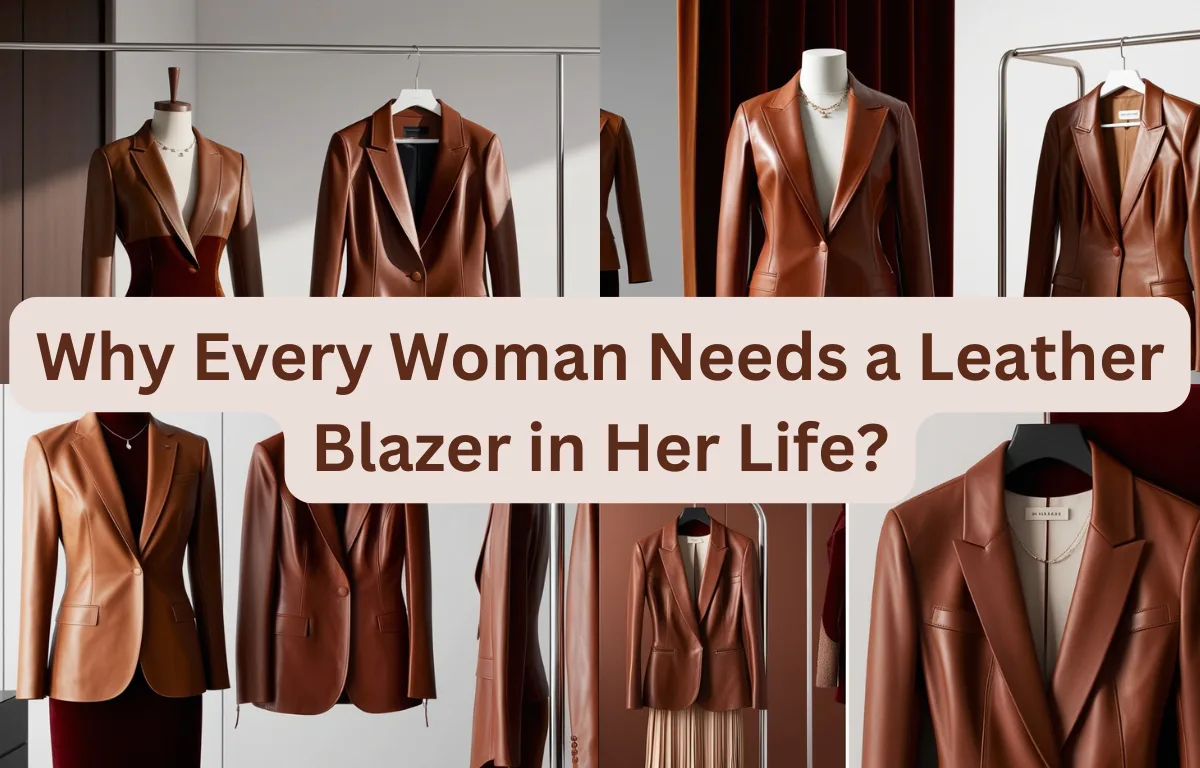 a collage of brown leather jackets