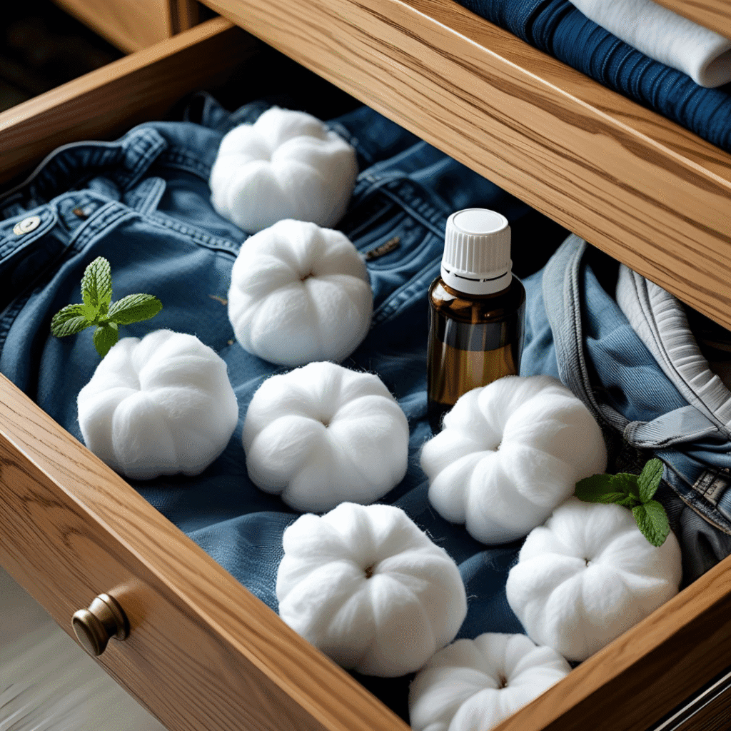 Cotton Balls with Peppermint Oil Spiders