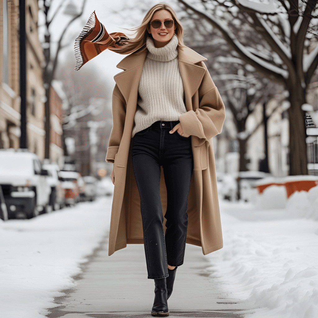 Style straight leg jeans in winter look