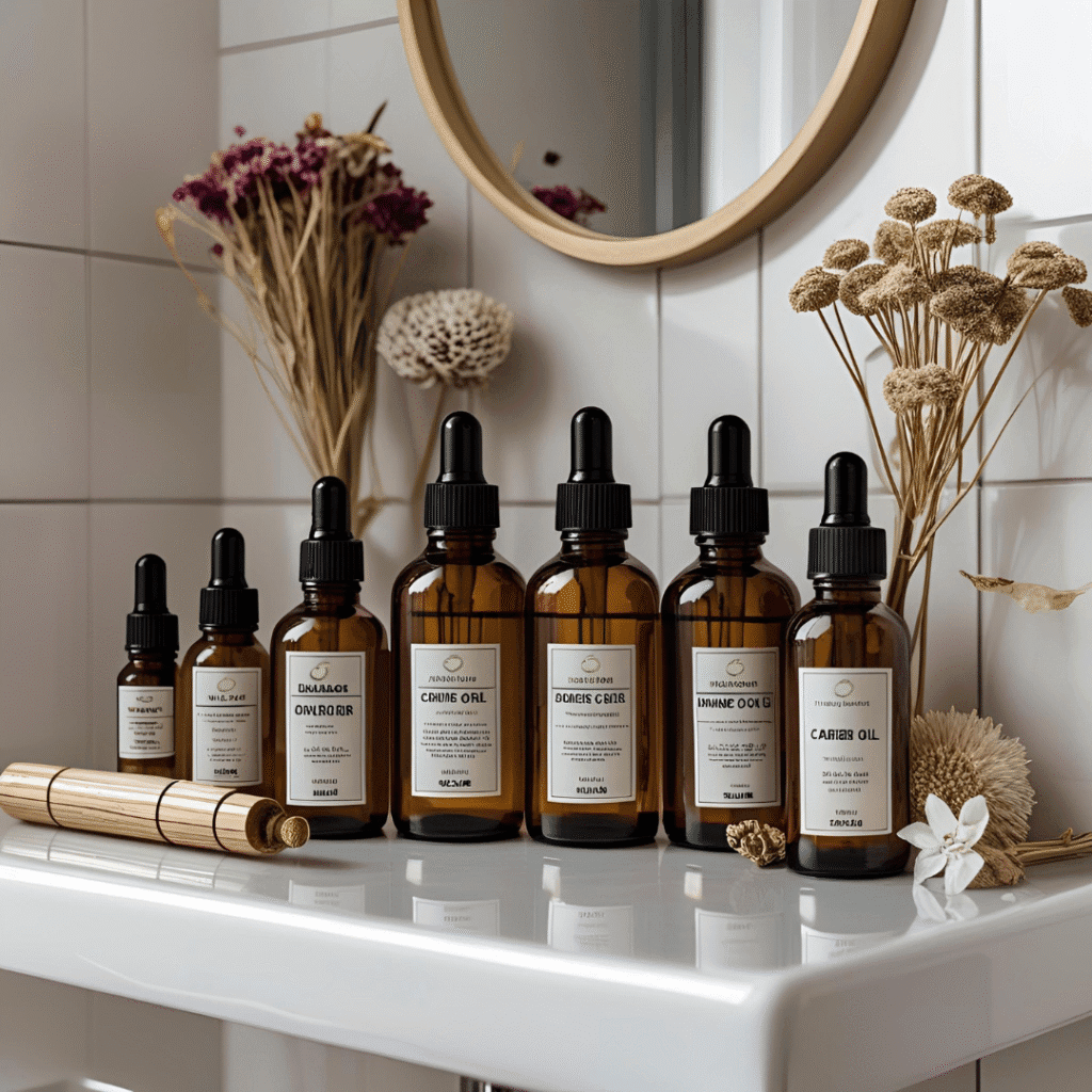 List of carrier oils in the bathroom