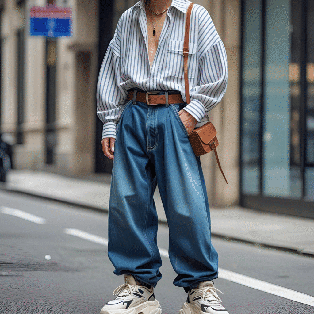 How to Style Oversized Shirt with Baggy Jeans