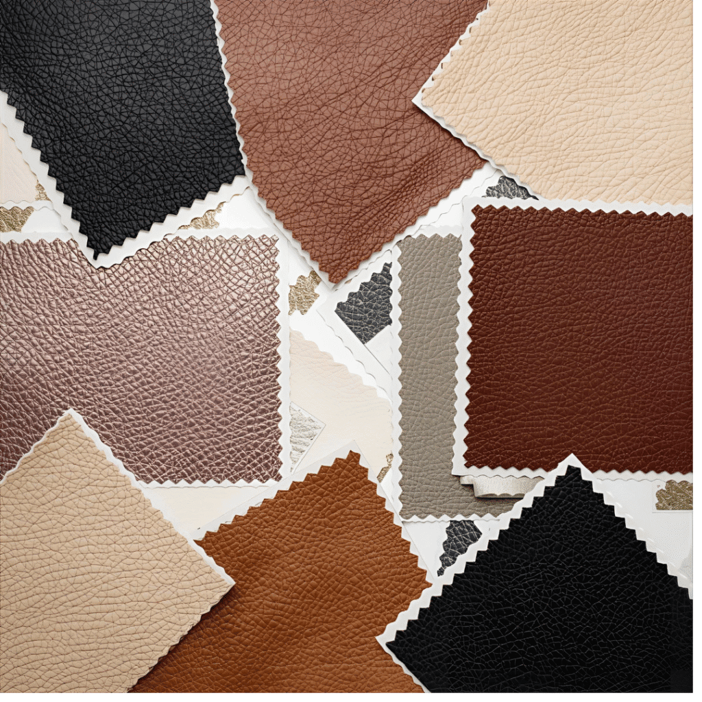 Different textures of faux leather