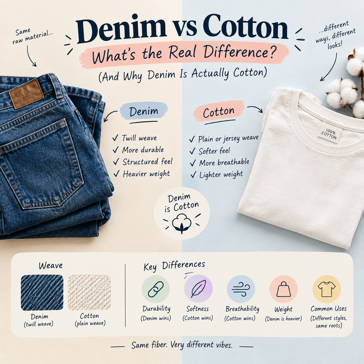 Denim vs cotton difference